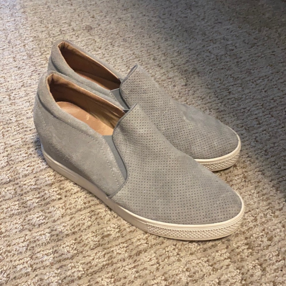 Gray Caslon wedge sneakers
